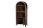 Wooden arched bookshelf with open shelves and lower cabinet, modern home furniture