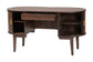 Mid-century modern oval wooden desk with storage shelves and locking drawer, FredCo International