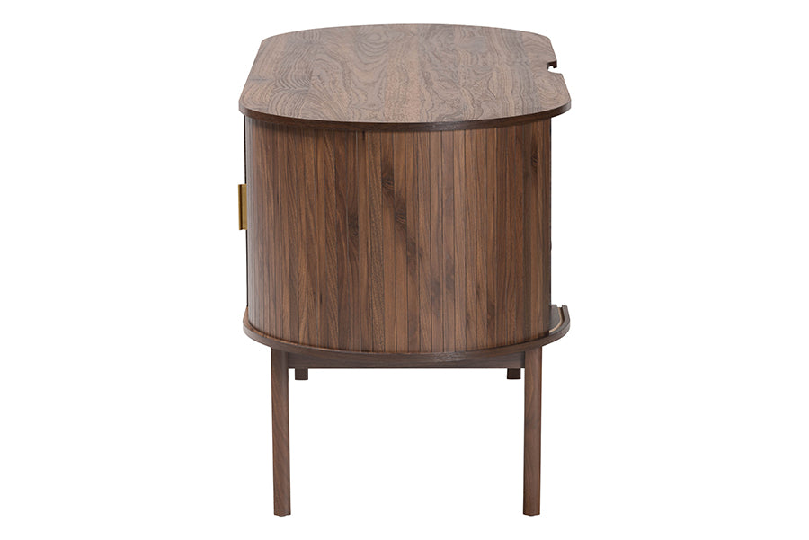 Modern wood sideboard with rounded edges and slender legs by FredCo International furniture