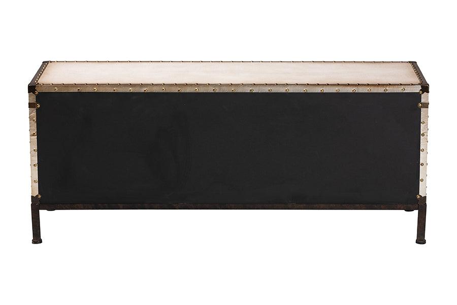 Baxton Studio Heaton Vintage Weathered White Canvas 4-Drawer Storage Bench FredCo