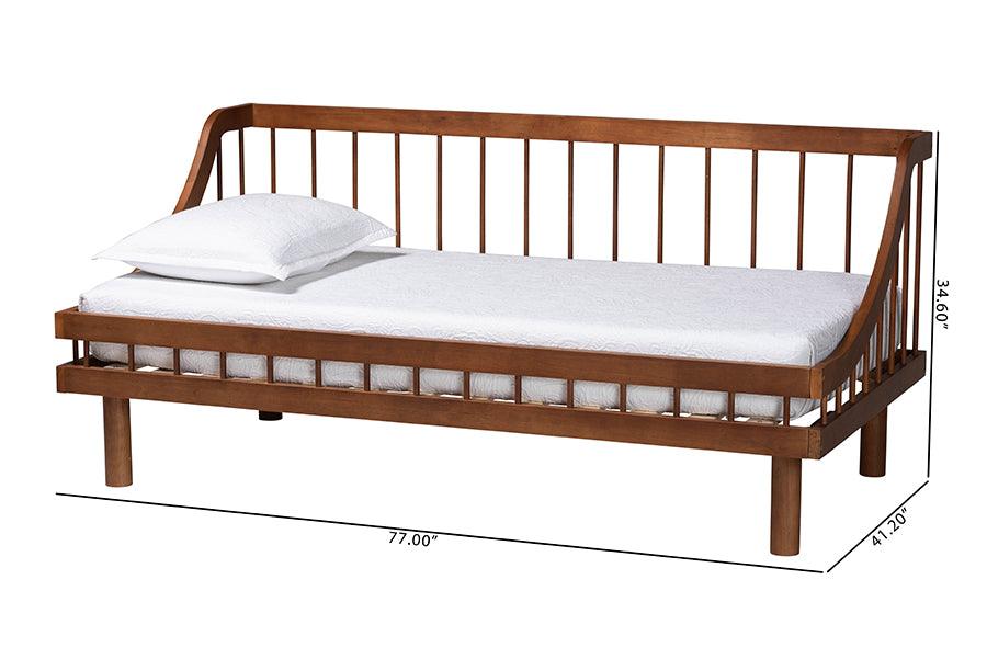 Baxton Studio Helio Mid-Century Modern Walnut Brown Finished Wood Twin Daybed FredCo