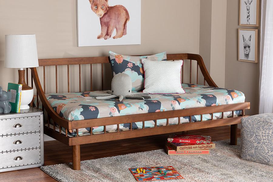 Baxton Studio Helio Mid-Century Modern Walnut Brown Finished Wood Twin Daybed FredCo