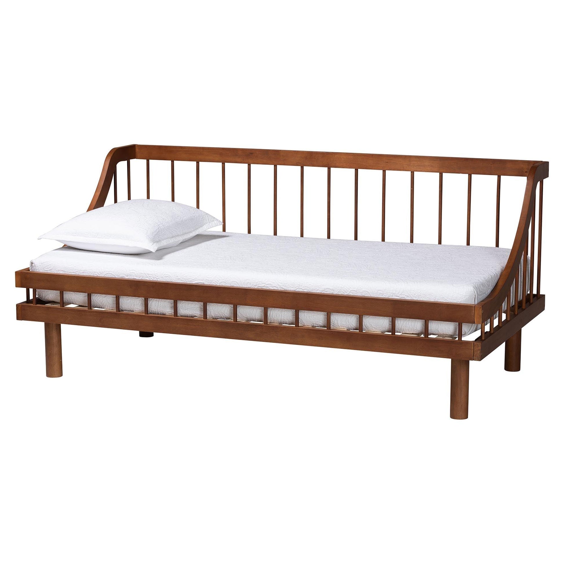 Baxton Studio Helio Mid-Century Modern Walnut Brown Finished Wood Twin Daybed FredCo
