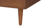 Baxton Studio Hemera Mid-Century Modern Grey Fabric and Walnut Brown Wood King Size Platform Bed With Floating Side Table FredCo
