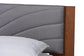 Baxton Studio Hemera Mid-Century Modern Grey Fabric and Walnut Brown Wood Queen Size Platform Bed With Floating Side Table FredCo