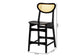 Baxton Studio Hesper Mid-Century Modern Dark Brown Finished Wood and Rattan 2-Piece Counter Stool Set FredCo