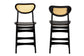 Baxton Studio Hesper Mid-Century Modern Dark Brown Finished Wood and Rattan 2-Piece Counter Stool Set FredCo