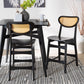 Baxton Studio Hesper Mid-Century Modern Dark Brown Finished Wood and Rattan 2-Piece Counter Stool Set FredCo