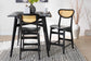 Baxton Studio Hesper Mid-Century Modern Dark Brown Finished Wood and Rattan 2-Piece Counter Stool Set FredCo