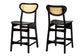 Baxton Studio Hesper Mid-Century Modern Dark Brown Finished Wood and Rattan 2-Piece Counter Stool Set FredCo