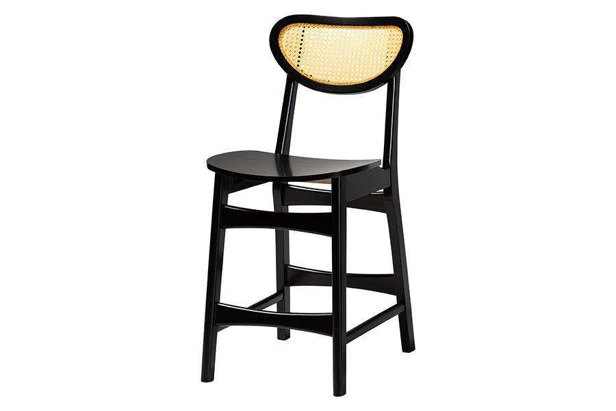 Baxton Studio Hesper Mid-Century Modern Dark Brown Finished Wood and Rattan 5-Piece Pub Set FredCo