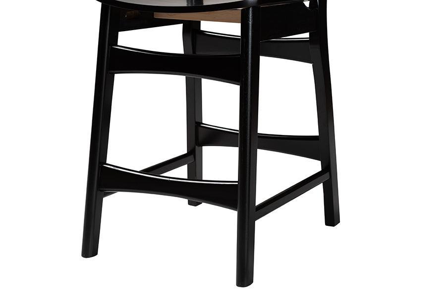 Baxton Studio Hesper Mid-Century Modern Dark Brown Finished Wood and Rattan 5-Piece Pub Set FredCo