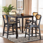 Baxton Studio Hesper Mid-Century Modern Dark Brown Finished Wood and Rattan 5-Piece Pub Set FredCo
