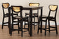 Baxton Studio Hesper Mid-Century Modern Dark Brown Finished Wood and Rattan 5-Piece Pub Set FredCo