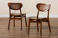 Baxton Studio Hesper Mid-Century Modern Walnut Brown Finished Wood and Rattan 2-Piece Dining Chair Set FredCo