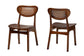Baxton Studio Hesper Mid-Century Modern Walnut Brown Finished Wood and Rattan 2-Piece Dining Chair Set FredCo