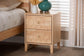 Baxton Studio Hosea Japandi Carved Honeycomb Natural 2-Drawer Nightstand FredCo