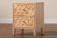 Baxton Studio Hosea Japandi Carved Honeycomb Natural 2-Drawer Nightstand FredCo