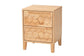 Baxton Studio Hosea Japandi Carved Honeycomb Natural 2-Drawer Nightstand FredCo
