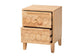 Baxton Studio Hosea Japandi Carved Honeycomb Natural 2-Drawer Nightstand FredCo