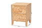 Baxton Studio Hosea Japandi Carved Honeycomb Natural 2-Drawer Nightstand FredCo
