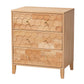 Baxton Studio Hosea Japandi Carved Honeycomb Natural 3-Drawer Chest FredCo