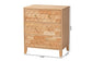 Baxton Studio Hosea Japandi Carved Honeycomb Natural 3-Drawer Chest FredCo