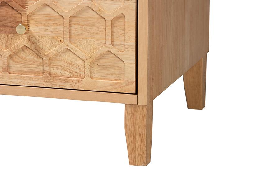 Baxton Studio Hosea Japandi Carved Honeycomb Natural 6-Drawer Dresser FredCo