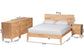 Baxton Studio Hosea Japandi Carved Honeycomb Natural King Size 4-Piece Bedroom Set FredCo