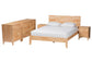 Baxton Studio Hosea Japandi Carved Honeycomb Natural King Size 5-Piece Bedroom Set FredCo