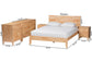 Baxton Studio Hosea Japandi Carved Honeycomb Natural Queen Size 5-Piece Bedroom Set FredCo
