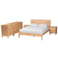 Baxton Studio Hosea Japandi Carved Honeycomb Natural Queen Size 5-Piece Bedroom Set FredCo