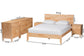 Baxton Studio Hosea Japandi Carved Honeycomb Natural Queen Size 5-Piece Bedroom Set FredCo