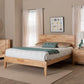 Baxton Studio Hosea Japandi Carved Honeycomb Natural Queen Size Platform Bed FredCo