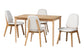 Baxton Studio Hudson 5-Piece Dining Set - Solid Wood Rectangular Table with Boucle Upholstered Chairs, Mid-Century Modern Dining Furniture for Kitchen or Dining Room, Natural and White FredCo