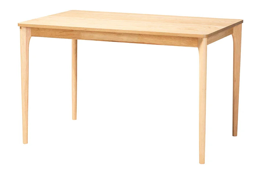 Baxton Studio Hudson 5-Piece Dining Set - Solid Wood Rectangular Table with Boucle Upholstered Chairs, Mid-Century Modern Dining Furniture for Kitchen or Dining Room, Natural and White FredCo