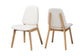 Baxton Studio Hudson Boucle Upholstered Dining Chair Set of 2- Mid-Century Modern Side Chair with Solid Wood Frame and Rounded Backrest, Natural and White FredCo