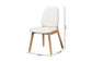 Baxton Studio Hudson Boucle Upholstered Dining Chair Set of 2- Mid-Century Modern Side Chair with Solid Wood Frame and Rounded Backrest, Natural and White FredCo