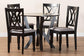 Baxton Studio Irene Modern Grey Fabric and Dark Brown Finished Wood 5-Piece Dining Set FredCo