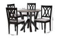 Baxton Studio Irene Modern Grey Fabric and Dark Brown Finished Wood 5-Piece Dining Set FredCo