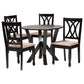 Baxton Studio Irene Modern Sand Fabric and Dark Brown Finished Wood 5-Piece Dining Set FredCo