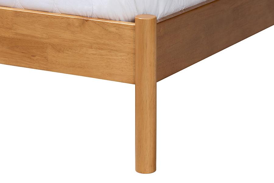 Baxton Studio Jaiana Mid-Century Grey Fabric and Oak Brown Wood Queen Size Bed FredCo