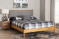 Baxton Studio Jaiana Mid-Century Grey Fabric and Oak Brown Wood Queen Size Bed FredCo