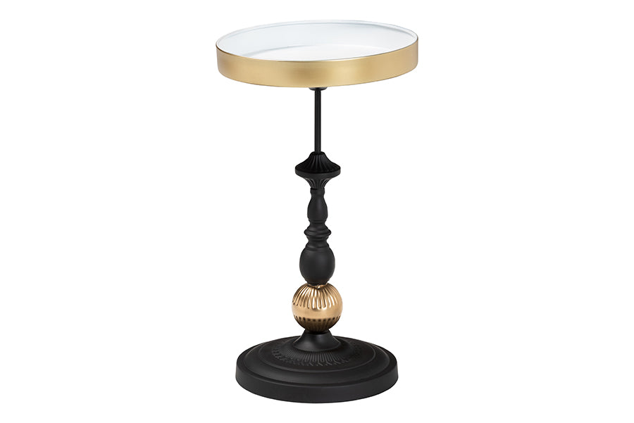 Baxton Studio Javion Modern Glam Round Accent Side Table - Black & Gold Metal End Table with Tray Top for Indoor or Semi-Outdoor Use FredCo