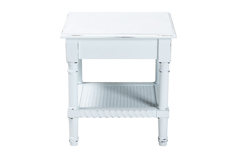 Baxton Studio Jeanne Vintage Traditional White Wood End Table FredCo