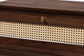 Baxton Studio Jenibelle Classic Walnut Brown Wood 5-Drawer Chest with Rattan Drawer FredCo