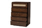 Baxton Studio Jenibelle Classic Walnut Brown Wood 5-Drawer Chest with Rattan Drawer FredCo