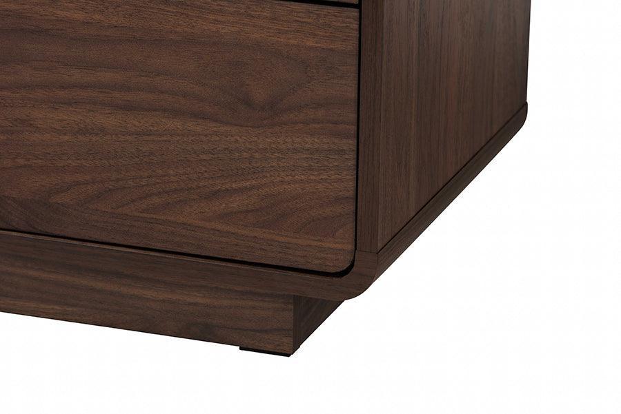 Baxton Studio Jenibelle Classic Walnut Brown Wood 5-Drawer Chest with Rattan Drawer FredCo