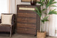 Baxton Studio Jenibelle Classic Walnut Brown Wood 5-Drawer Chest with Rattan Drawer FredCo