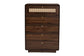 Baxton Studio Jenibelle Classic Walnut Brown Wood 5-Drawer Chest with Rattan Drawer FredCo